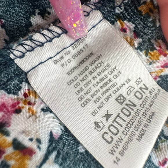 Cotton On Floral Summer Dress Cinched Waist Viscose XS Cap Short Sleeves - Picture 6 of 10